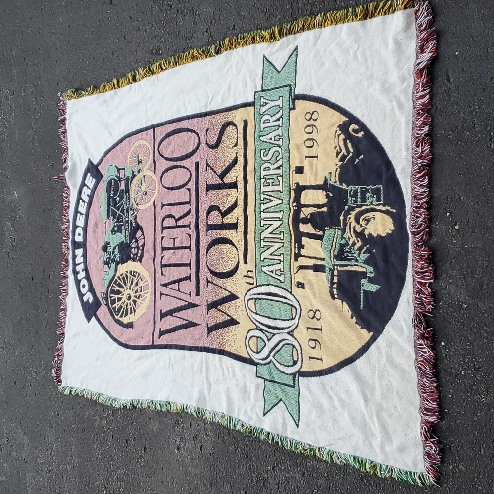 VINTAGE JOHN DEERE WATERLOO BLANKET 80TH ANNIVERSARY THROW WI WISCONSIN …